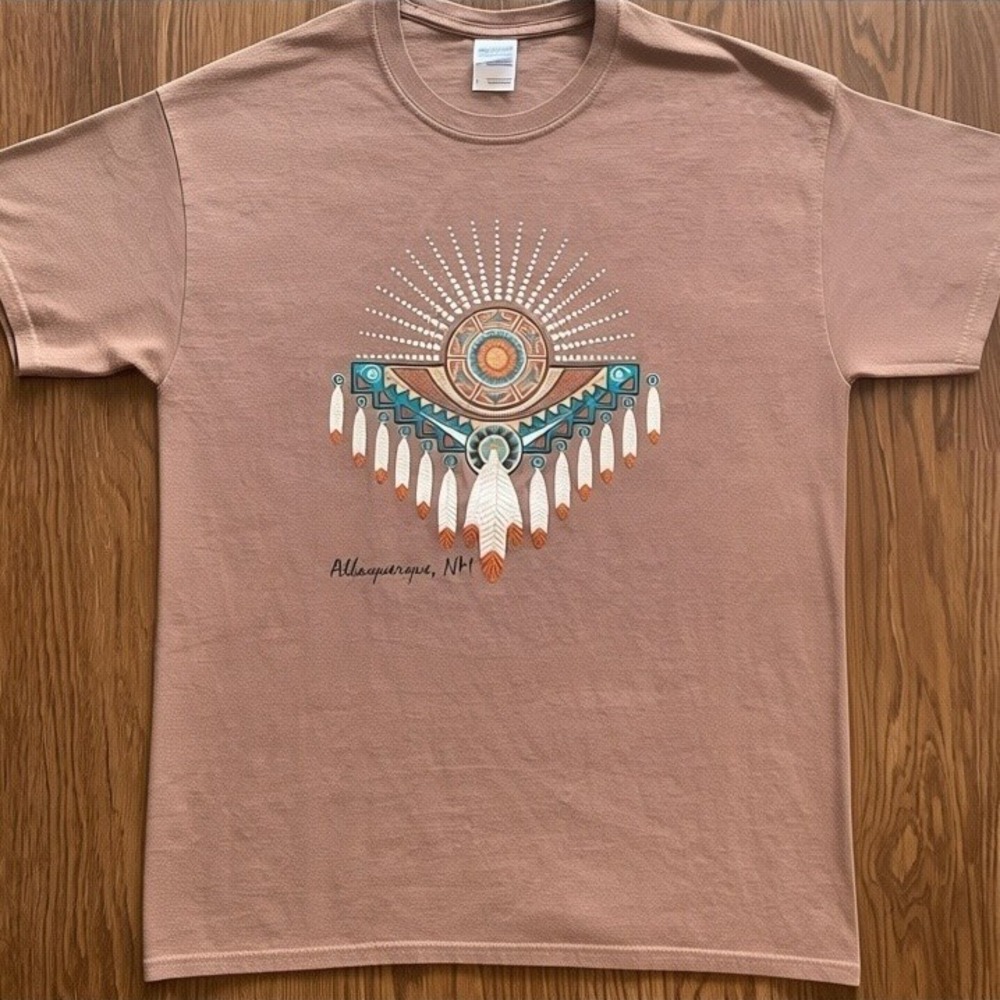 Gildan Albuquerque New Mexico Southwestern Graphic‎ T-Shirt Brown Mens Large L
